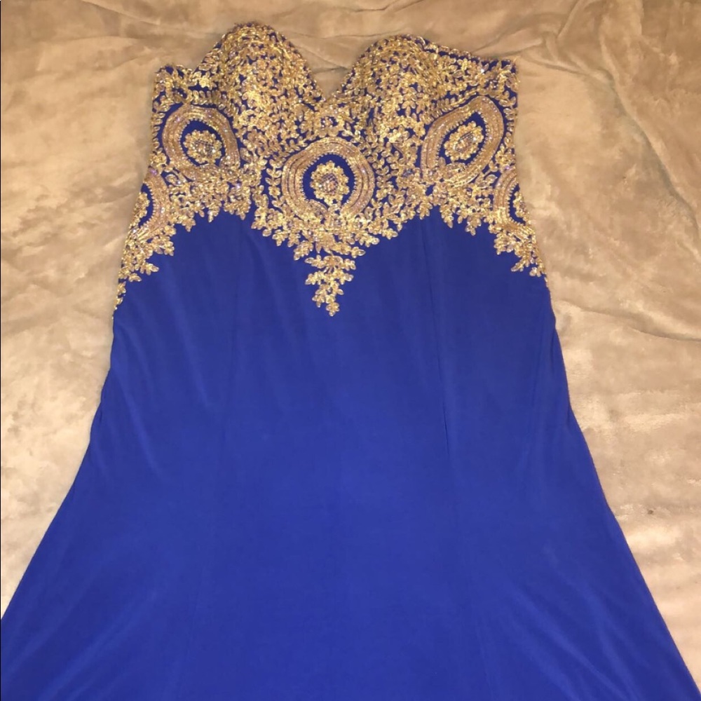 Gold/Royal Blue Prom Dress
